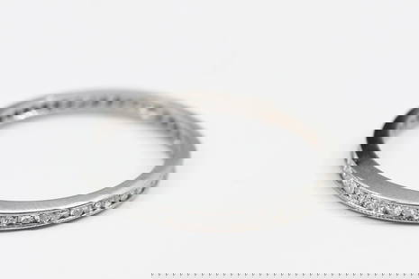 ART DECO MICRO CHANNEL SET ETERNITY BAND: ART DECO MICRO CHANNEL SET ETERNITY BAND: Art Deco platinum eternity band set with fine, micro channel set swiss cut & single cut diamonds, and faded milgrain detail at the edges. 48 diamonds total we