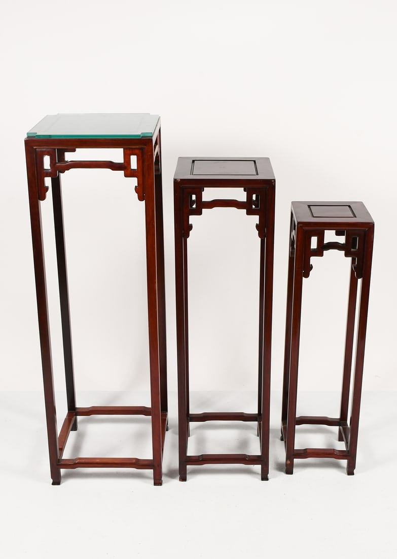 3 TALL CHINESE ROSEWOOD NESTING FERN STANDS (1 of 4)