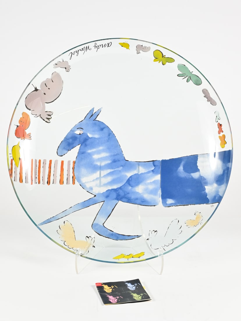 ANDY WARHOL ROSENTHAL BLUE HORSE GLASS CHARGER (1 of 8)