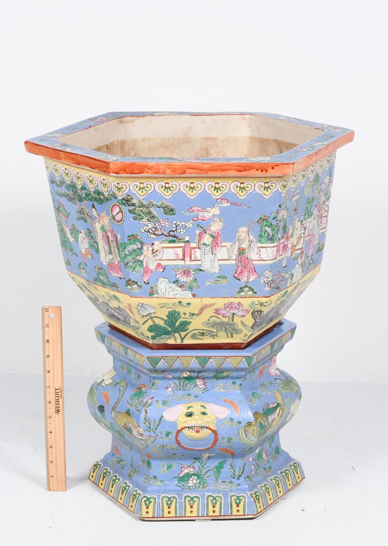 CHINESE FAMILLE ROSE JARDINIERE & PEDESTAL (1 of 7)