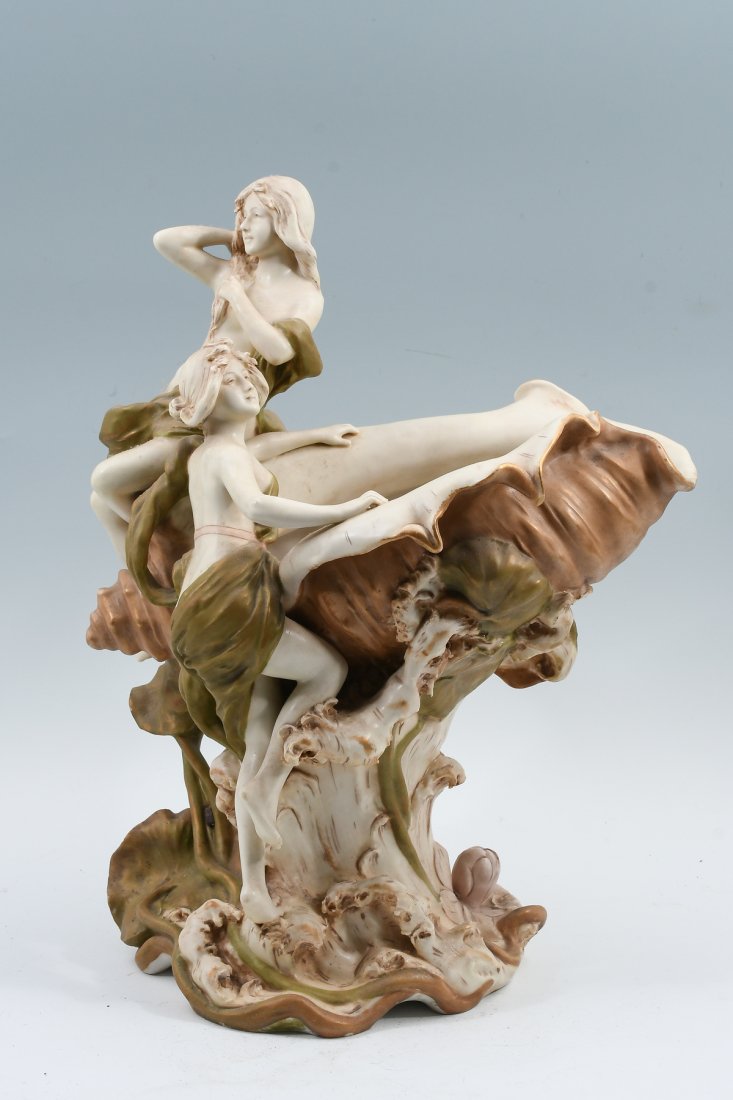ROYAL DUX ART NOUVEAU PORCELAIN FIGURAL SHELL VASE (1 of 5)