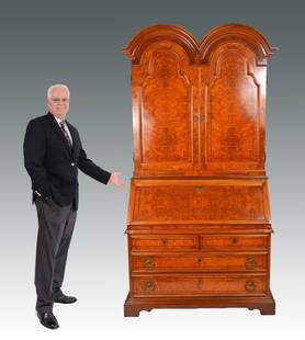 THE HOUSE OF RHO BURLWOOD TRUMEAU SECRETARY: THE HOUSE OF RHO BURLWOOD TRUMEAU SECRETARY: Remarkable double-arch burlwood trumeau secretaire by The House of Rho, word-renowned manufacturer of the finest classic furniture, hand-made in Italy