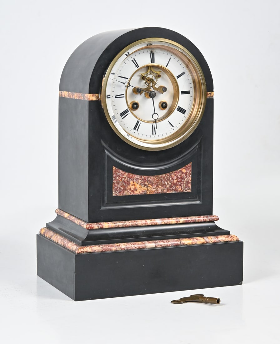 ANTIQUE FRANCE L. MARTI MARBLE MANTEL CLOCK (1 of 7)
