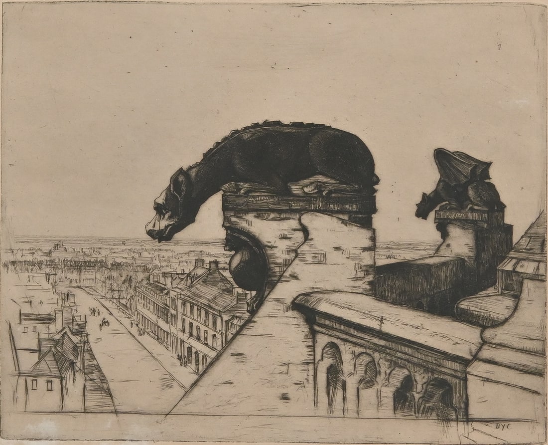 ''THE WINGLESS CHIMERA '' ETCHING BY DAVID YOUNG CAMERON (1 of 3)