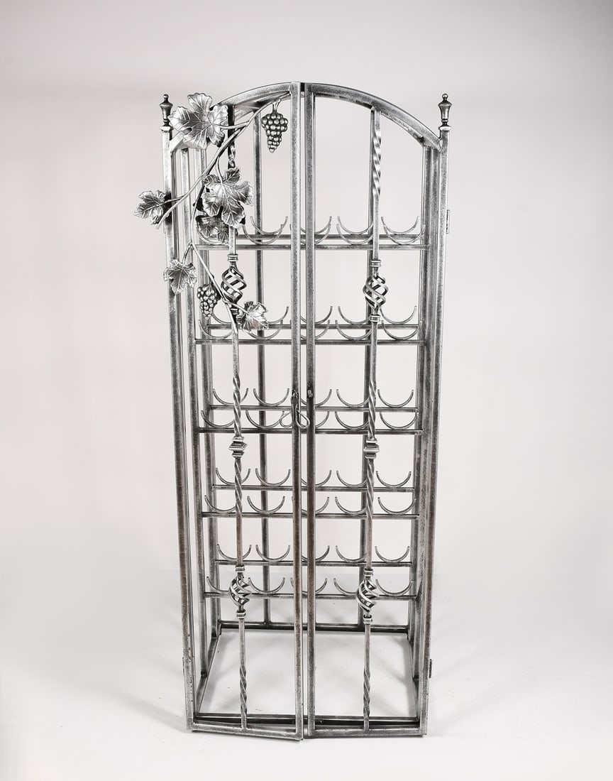 25 Bottle Wrought Iron Wine Rack Auction