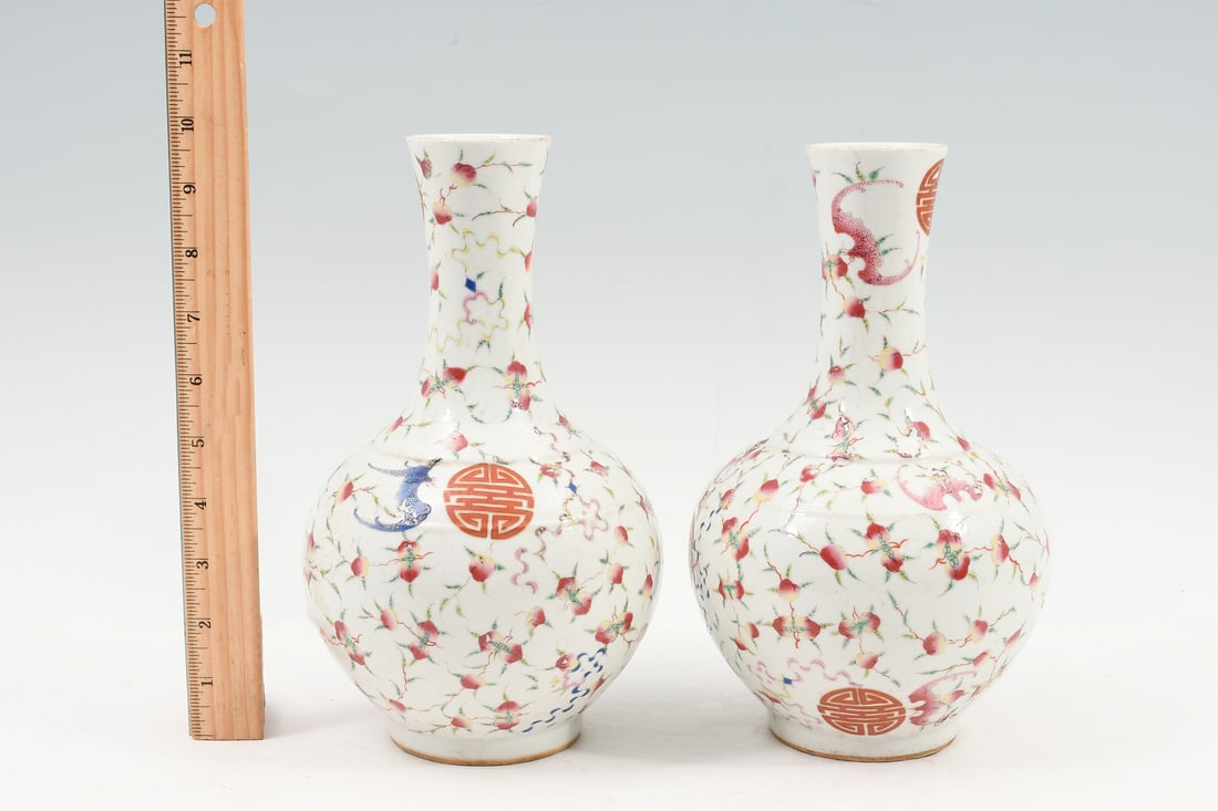 PAIR OF CHINESE FAMILLE ROSE PORCELAIN VASES (1 of 6)