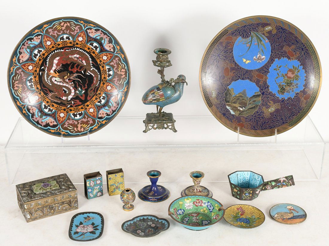 14 CHINESE & JAPANESE CLOISONNE & ENAMELED ITEMS (1 of 6)