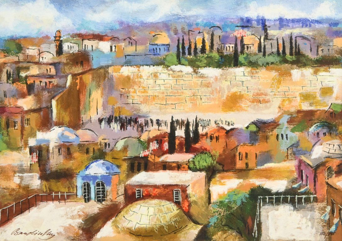 SLAVA BRODINSKY SERIGRAPH ''CITY OF FAITH'': BRODINSKY, Slava, (American/Russian, b. 1955): ''City of Faith'', Serigraph, sight size 12'' x 17'', signed lower left, numbered 150/495 lower right, framed, 25'' x 31''.