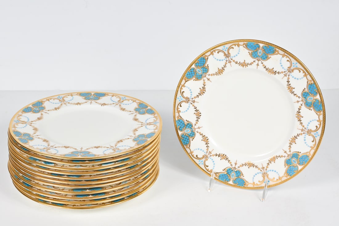 12 PC. MINTON J.E. CALDWELL & CO. DINNER PLATES (1 of 5)