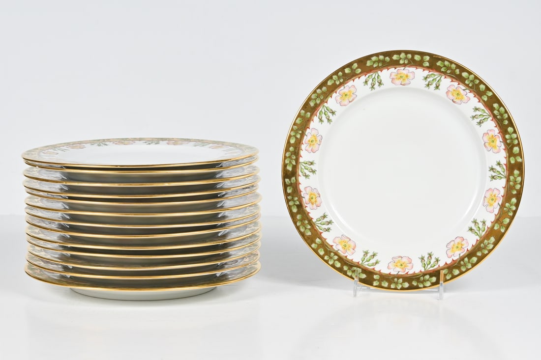 14 PC. HAND-PAINTED FRENCH DINNER PLATES (1 of 4)