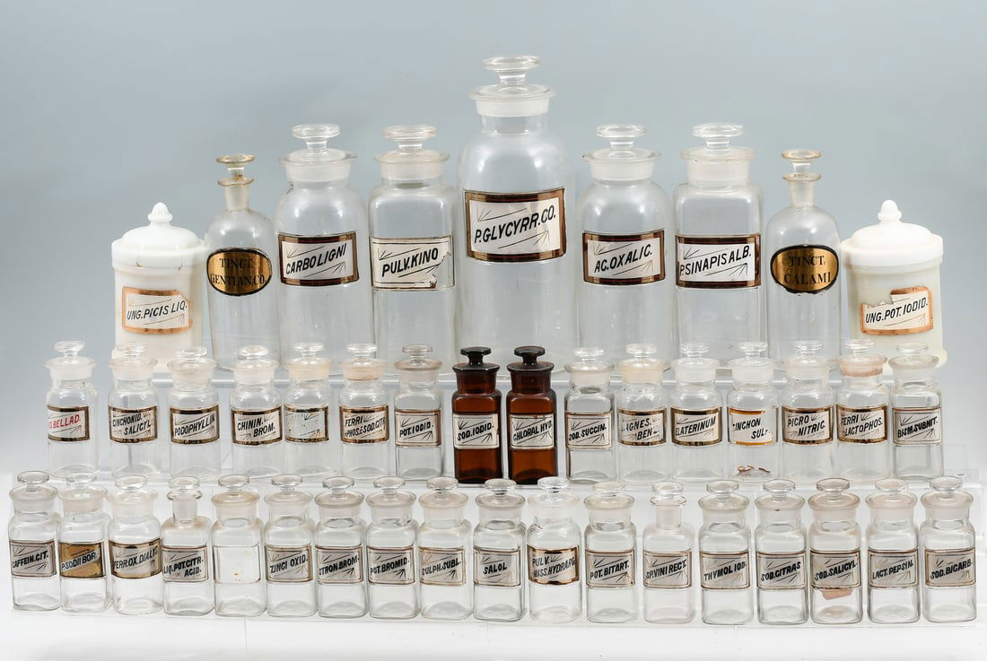 43 PC. DRUG STORE APOTHECARY BOTTLES (1 of 6)