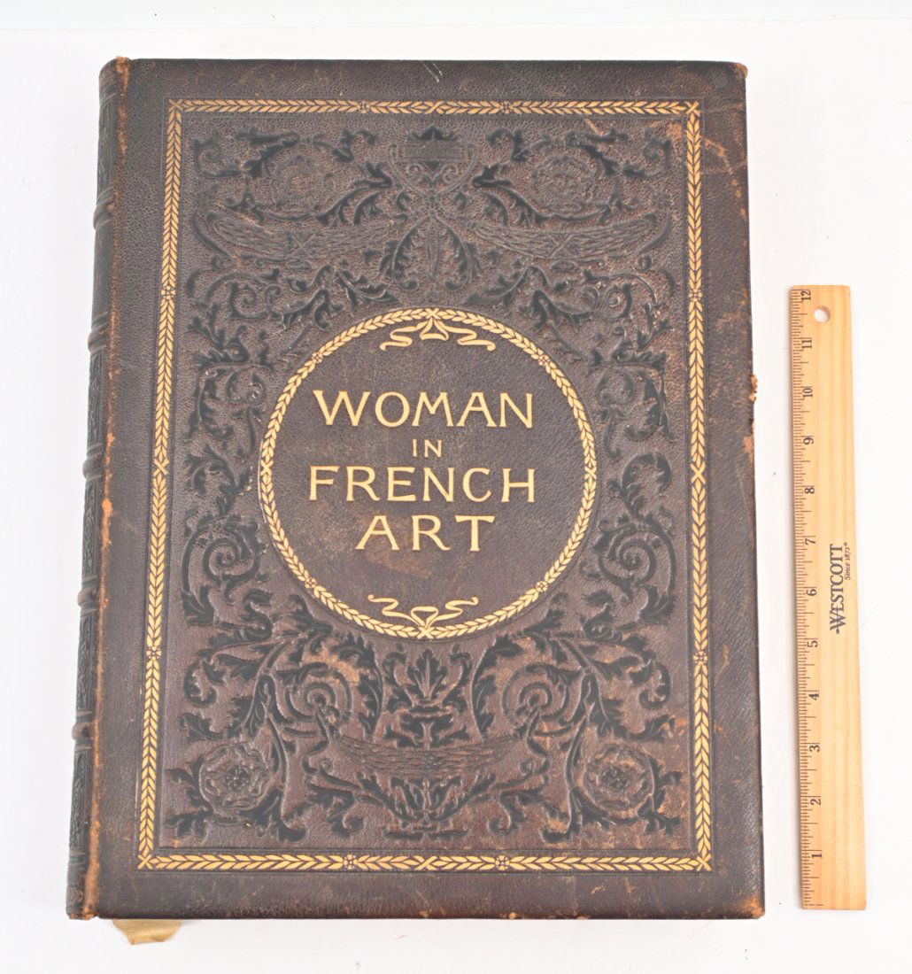 19TH-C. LEATHER BOUND ''WOMAN IN FRENCH ART'' BOOK (1 of 6)
