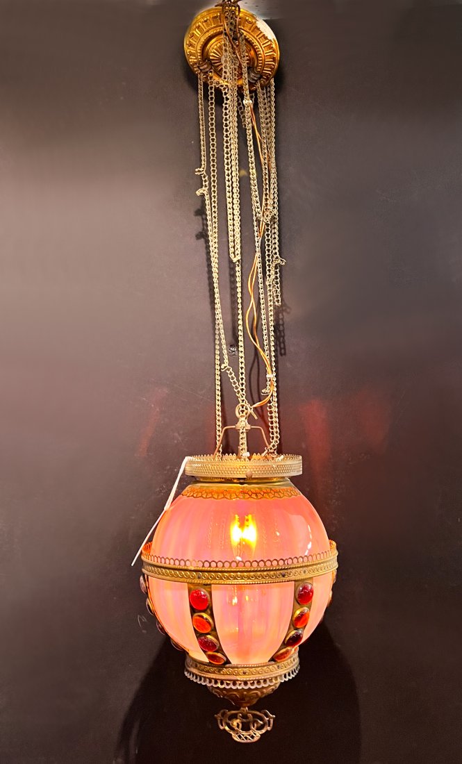 EARLY 20TH-CENTURY ELECTRIFIED HANGING LAMP (1 of 3)