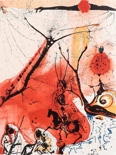 SALVADOR DALI "LE REVE ONIRIQUE" LITHOGRAPH: DALI, Salvador, (Spanish, 1904-1989): "Le Reve Onirique" ("Dream the Dream"), from the Thousand and One Nights series, Color Lithograph/Heavy Rag Paper, 28" x 22", pencil signed lower right, marked