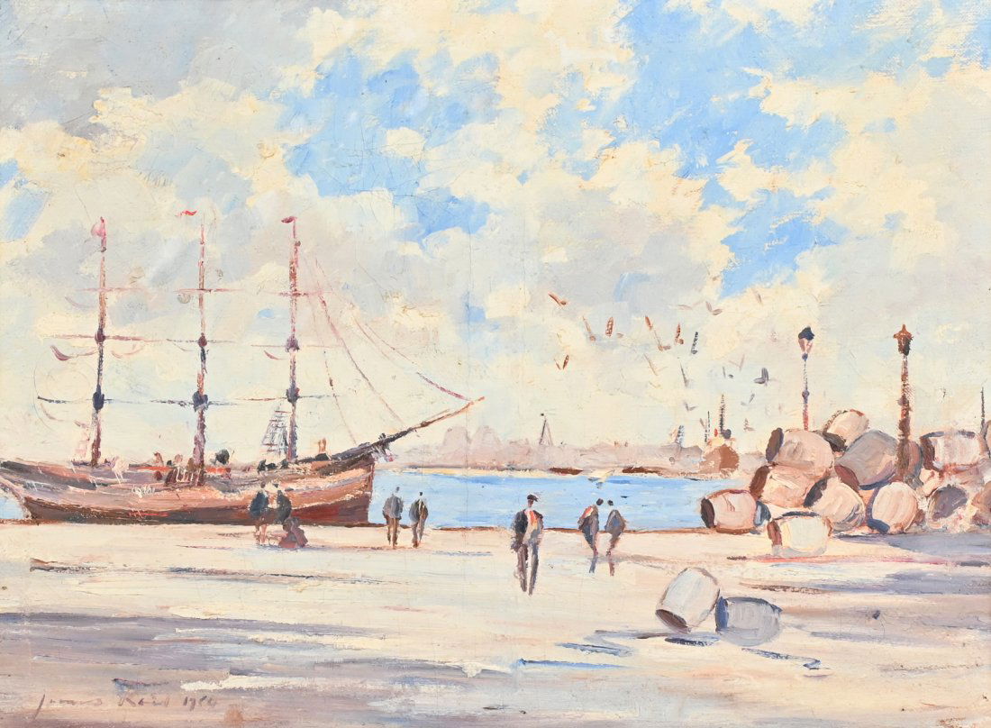 JAMES REID WHARF SCENE PAINTING (1 of 5)