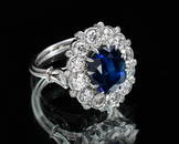 SAPPHIRE, DIAMOND, & PLATINUM PRINCESS DIANA RING