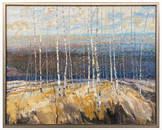 LARGE TROY COLLINS BIRCH FOREST PAINTING