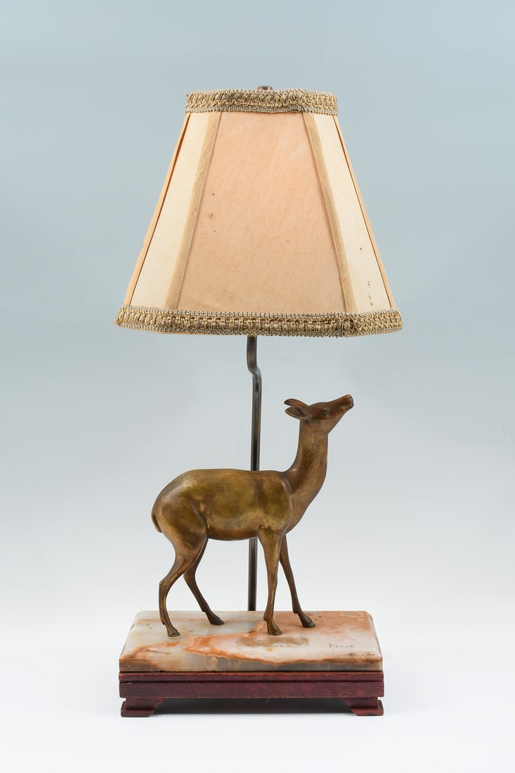 ART DECO BRONZE DEER LAMP (1 of 5)