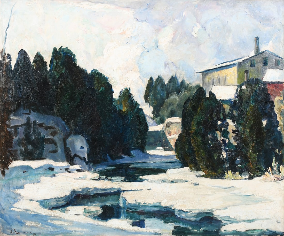 EXCEPTIONAL ROBERT VON NEWMAN COUNTRY WINTER LANDSCAPE (1 of 5)