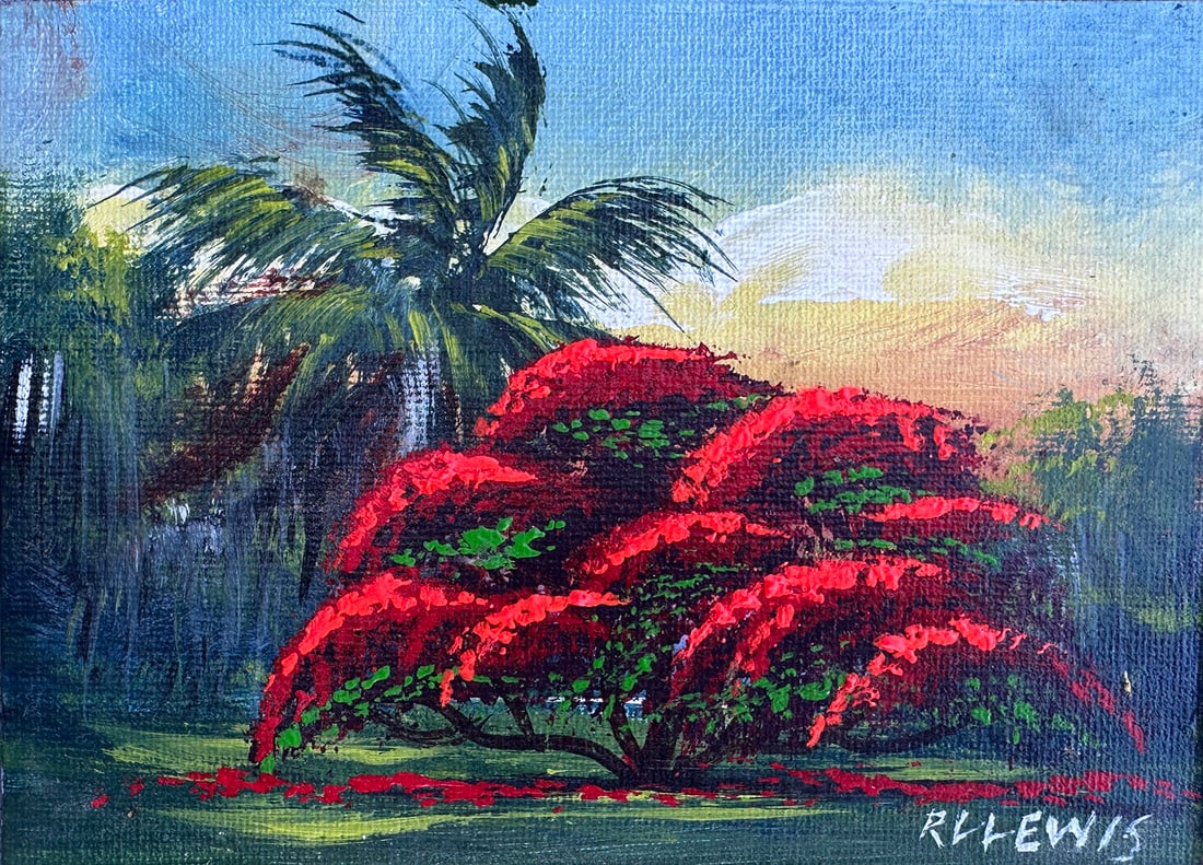 R.L. LEWIS FLORIDA HIGHWAYMEN POINCIANA PAINTING (1 of 6)