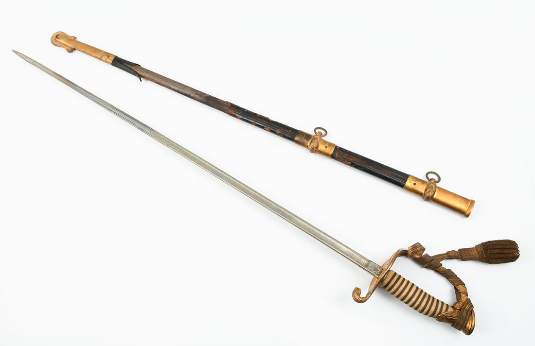 NS MEYER U.S. NAVY PRESENTATION SWORD W/ SCABBARD (1 of 9)