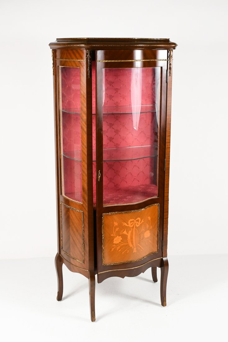 FRENCH MARQUETRY INLAID VITRINE (1 of 7)