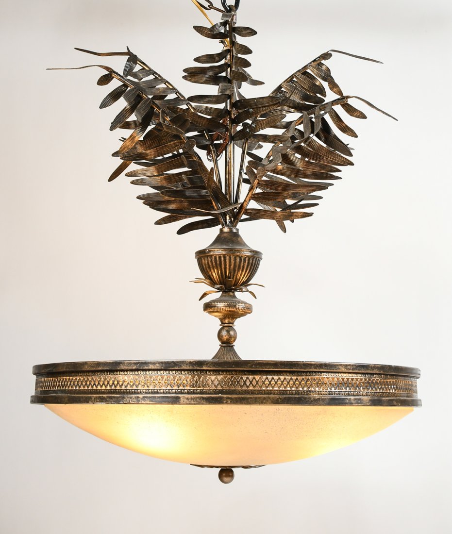 CAST METAL PALM FROND FORM CHANDELIER (1 of 4)