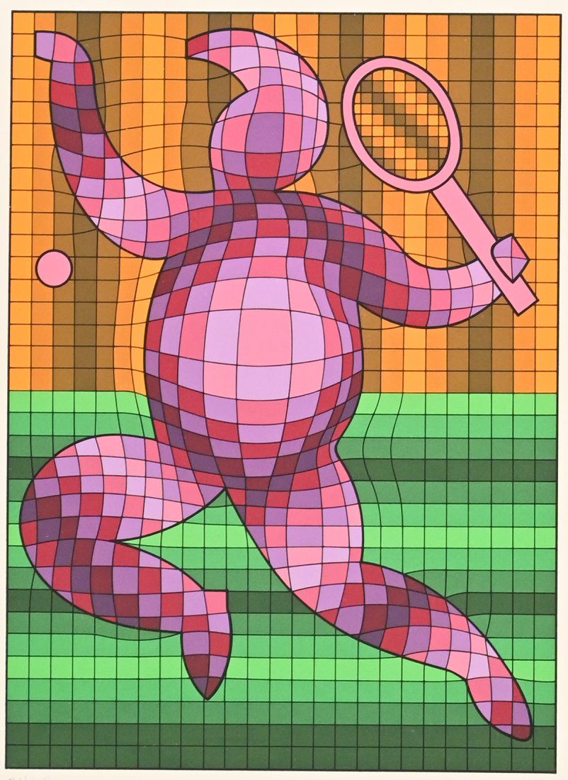 VICTOR VASARELY TENNIS PLAYER SERIGRAPH (1 of 4)