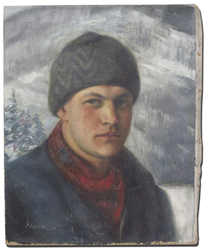 PORTRAIT PAINTING OF SON OF JOHN F. CARLSON: HEERMAN, Norbert Leo, (American, 1881-1966): Portrait of the son of John Carlson, Oil/Canvas, 21'' x 17 1/4'', unframed, signed lower left.