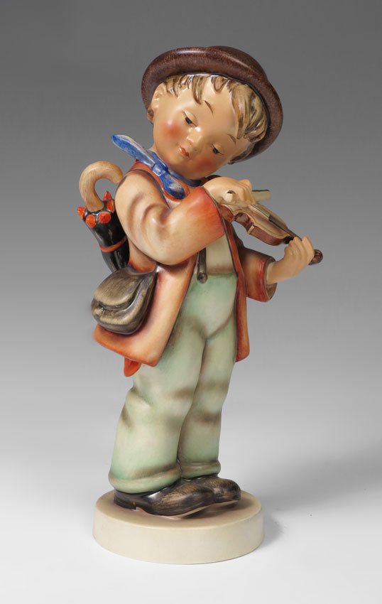 HUMMEL LARGE THE LITTLE FIDDLER 11''h: HUMMEL LARGE ''THE LITTLE FIDDLER'' FIGURINE: 2-II, Full Bee Germany mark, 11''h. x 4 3/4'' x 4 3/4'' approx.