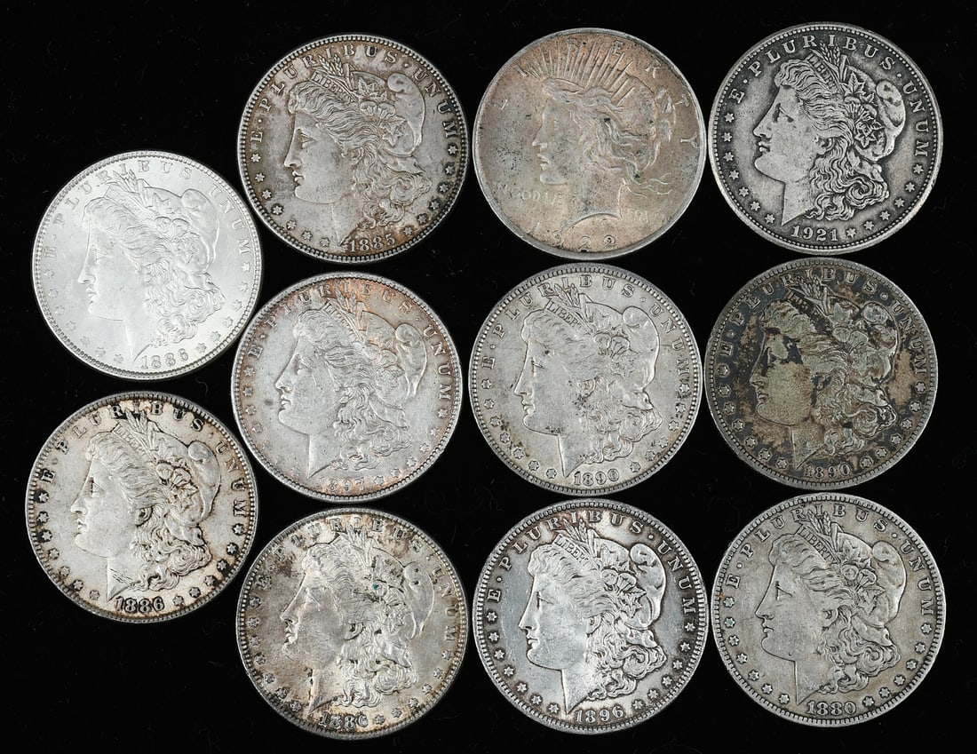 11 PC. U.S. MINT MORGAN & LIBERTY SILVER DOLLARS (1 of 5)