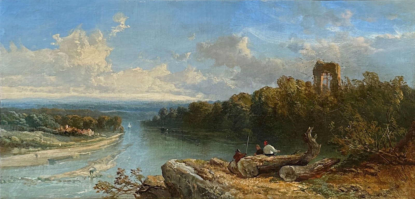 PANORAMIC 19TH CENTURY RIVER LANDSCAPE PAINTING (1 of 5)