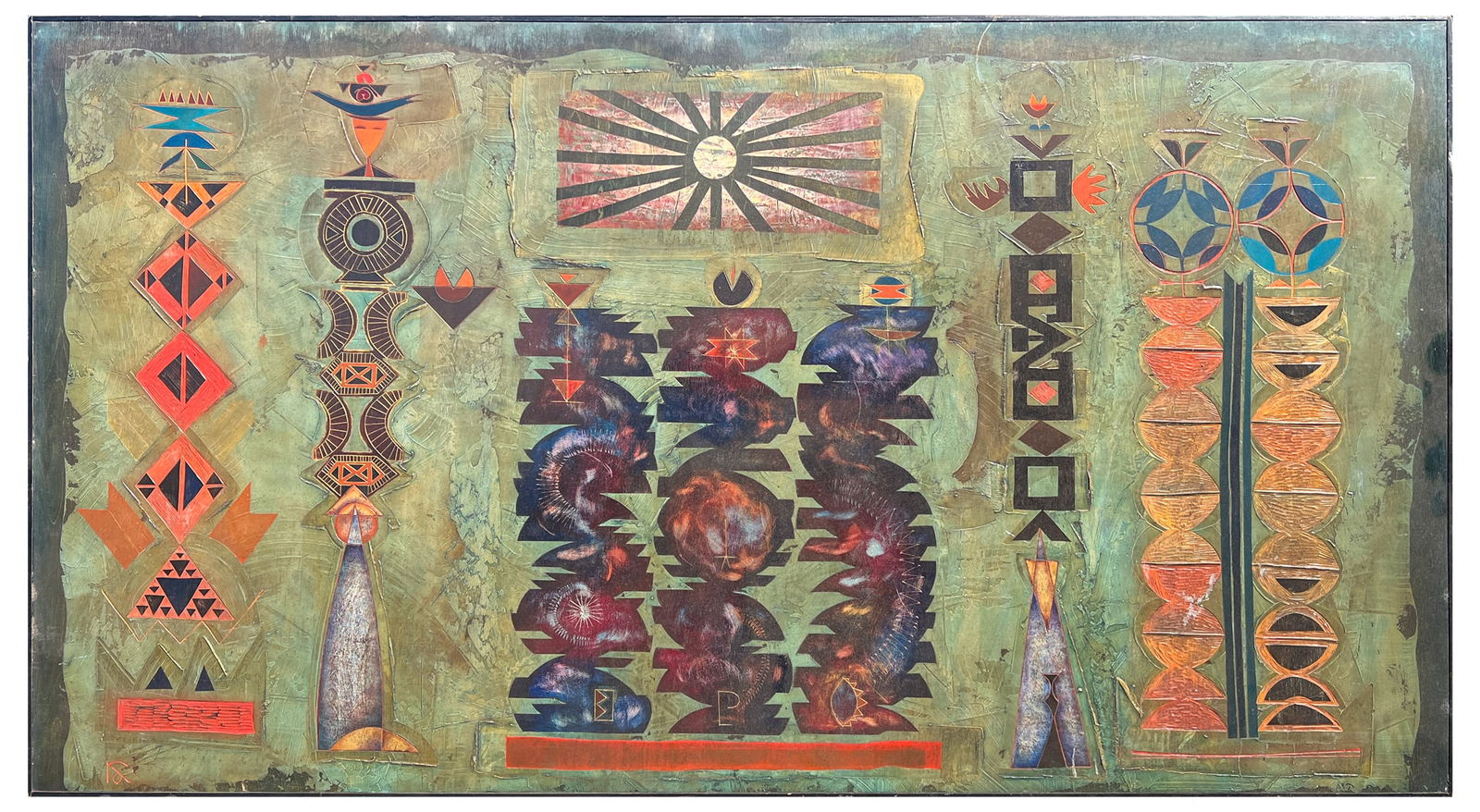 HUGE RAYMOND ANDREWS "SCULPTURE GARDEN" PAINTING (1 of 5)