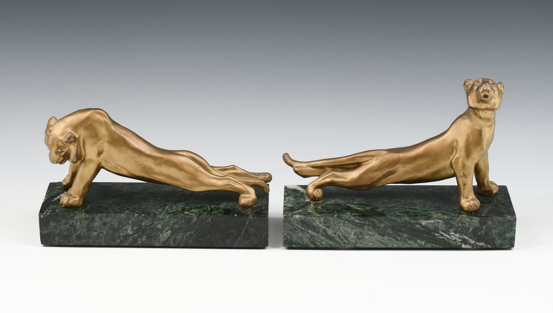PAIR OF ART DECO LION BOOKENDS (1 of 3)