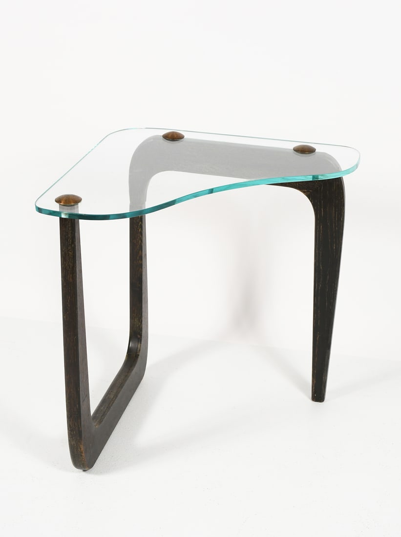 NOGUCHI STYLE CORNER GLASS TOP TABLE (1 of 5)