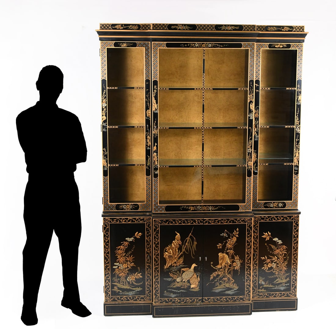 LACQUERED CHINOISERIE CHINA DISPLAY CABINET (1 of 5)