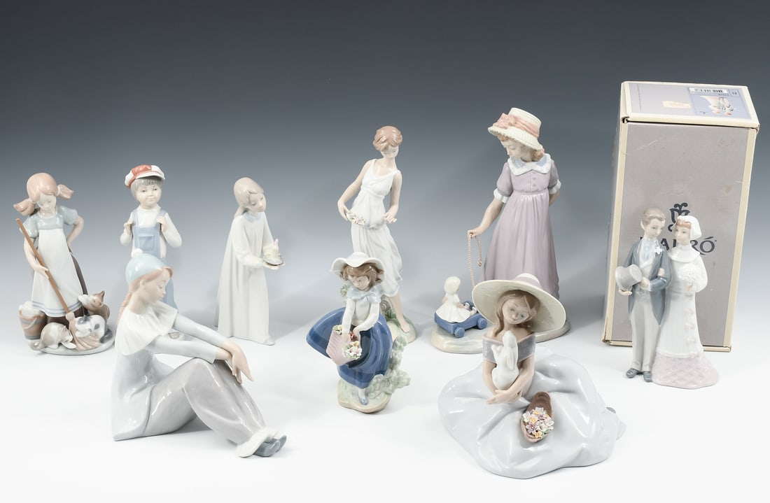 9 PC. LLADRO PORCELAIN FIGURES (1 of 7)