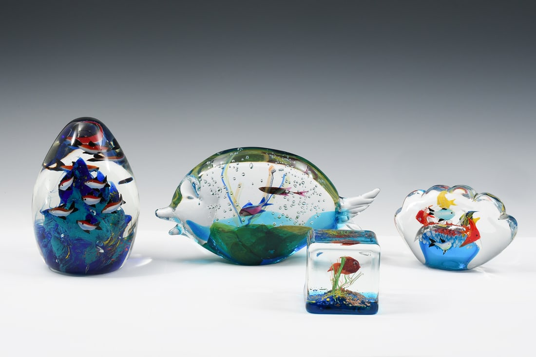 4 PC. MURANO AQUARIUM ART GLASS SCULPTURES (1 of 3)