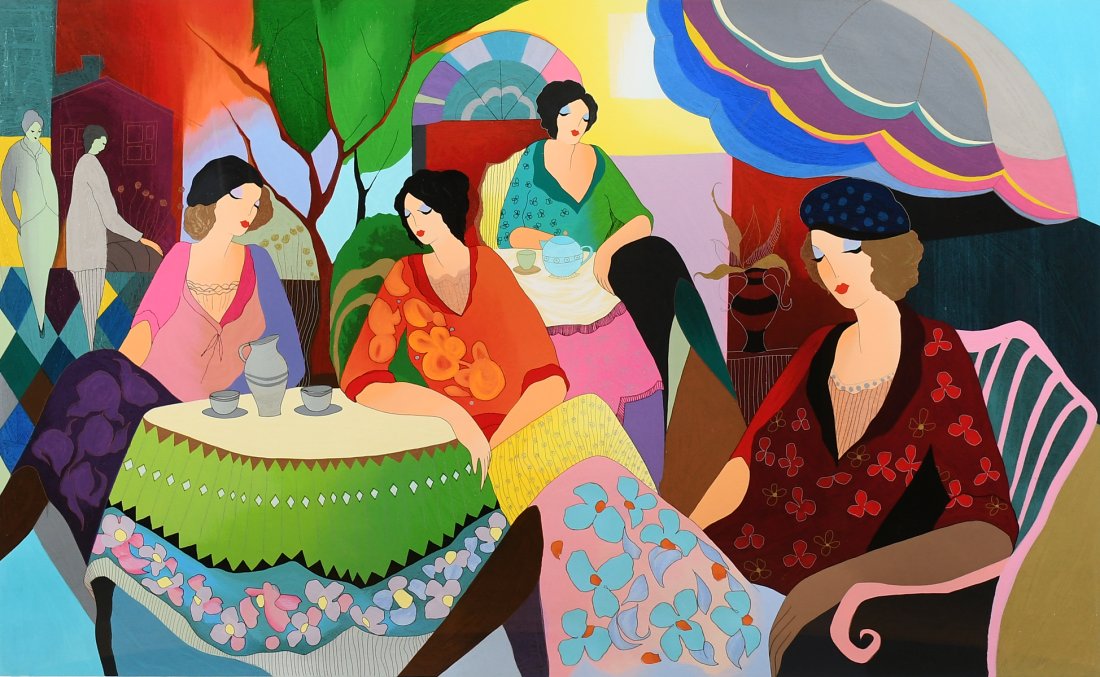 LARGE TARKAY SERIGRAPH "NOONDAY CHAT" (1 of 7)