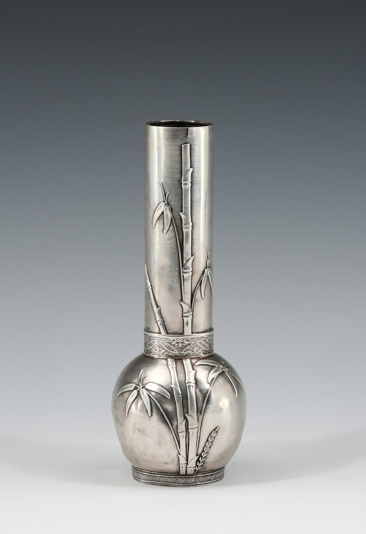 TIFFANY & CO. STERLING SILVER BAMBOO MOTIF VASE (1 of 5)