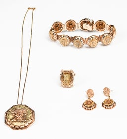 VINTAGE 18K PERUVIAN JEWELRY SET