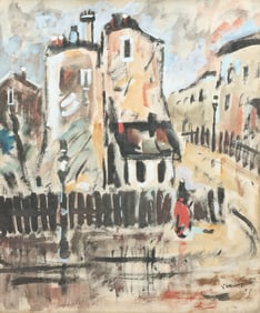 ILLEGIBLY SIGNED PARIS STREET SCENE PAINTING 1937