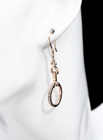 14K GOLD ETRUSCAN STYLE DIAMOND HOOP EARRINGS