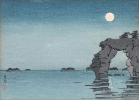 SHIRO MOON OVER THE SEA JAPANESE WOODBLOCK PRINT