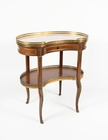 ORMOLU MOUNTED 2-TIER MARBLE TOP SIDE TABLE