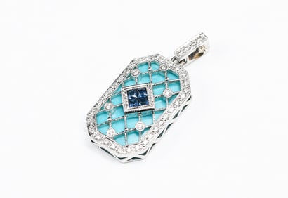 18K DIAMOND & SAPPHIRE PENDANT