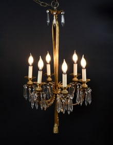 FRENCH RIBBON MOTIF BRASS CHANDELIER