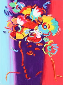 PETER MAX SERIGRAPH BEAUTY WITH FLOWERS