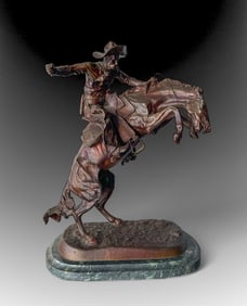 BRONCO BUSTER BRONZE SCULPTURE AFTER REMINGTON
