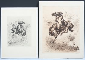 TWO W.R. LEIGH FOUL ROPE ETCHINGS